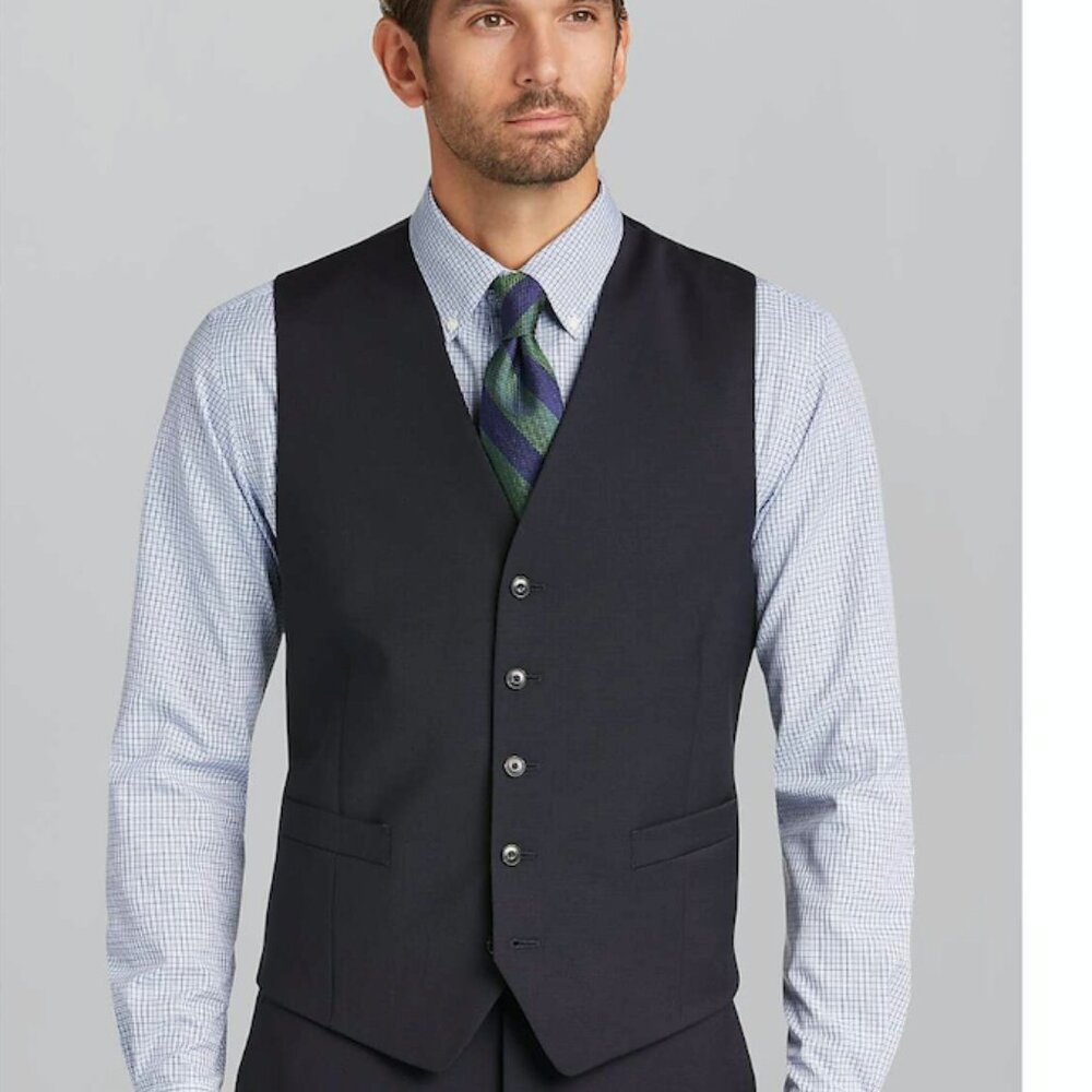 Jos. A.Bank 1905 Collection Tailored Fit Textured Suit Separate Vest-M - Navy